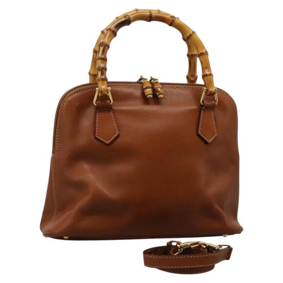 GUCCI Bamboo Hand Bag Leather Brown Gold 000 2058 0290 0 - Picture 1 of 16